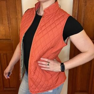 Beige Quilted Vest with Logo